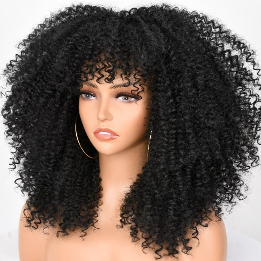 Perruque synthétique afro curly noir